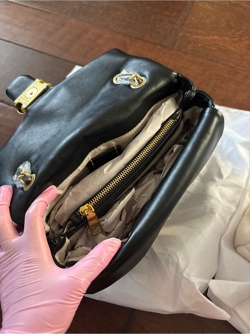 Coach Tabby 26 Black Quilted Leather Shoulder Bag with Gold 'C' Hardware - Picture 5 of 5